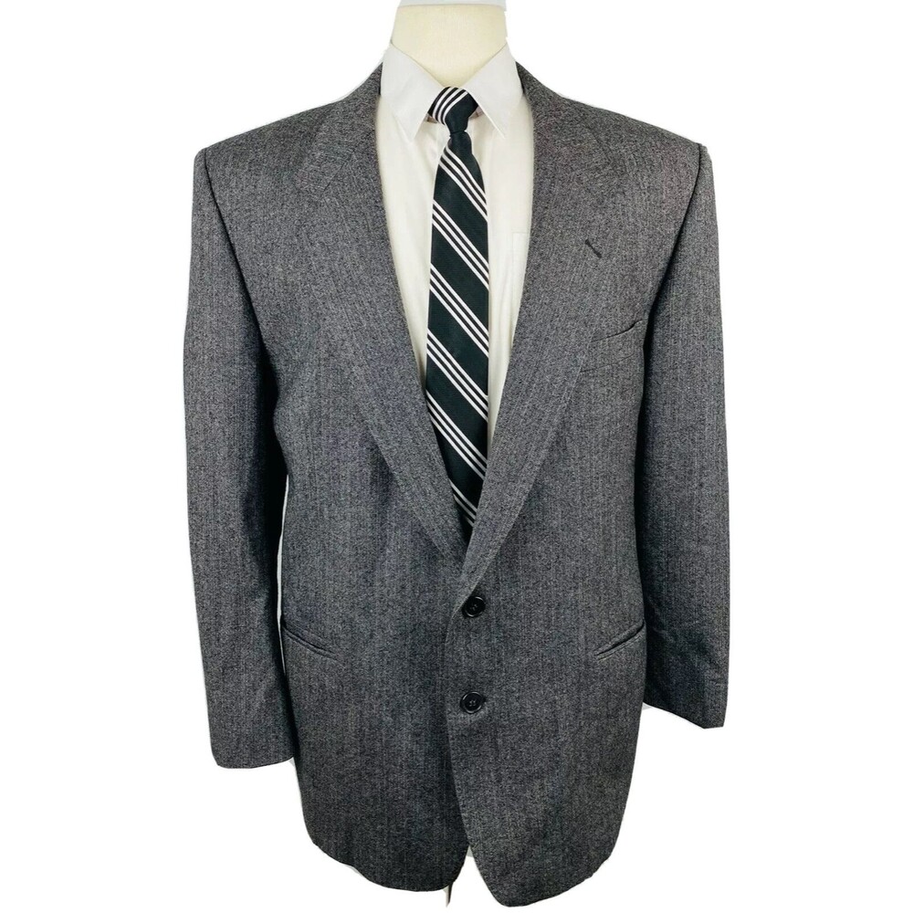 ISSIMO MENS 46R GRAY STRIPE SOFT THICK 100% WOOL BLAZER SPORT COAT SUIT JACKET